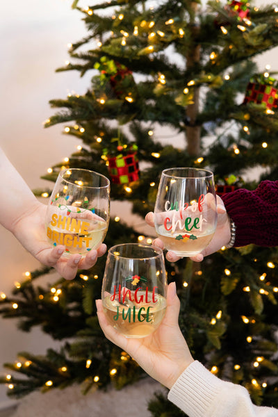 Festive Cup of Cheer Christmas Wine Glass